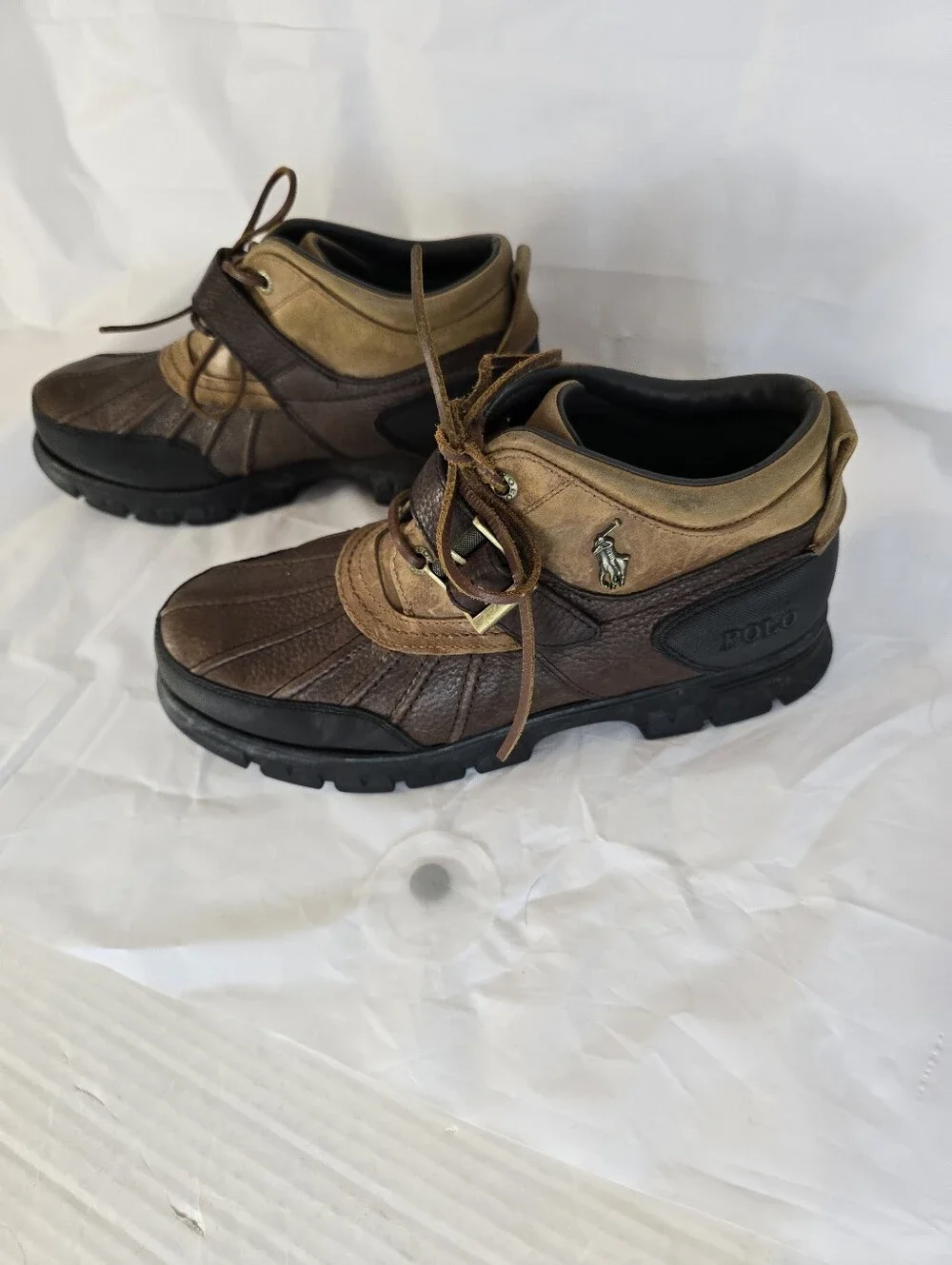 Polo Ralph Lauren Dover III Boots Leather Tan Brown Duck Boots Men's 10.5